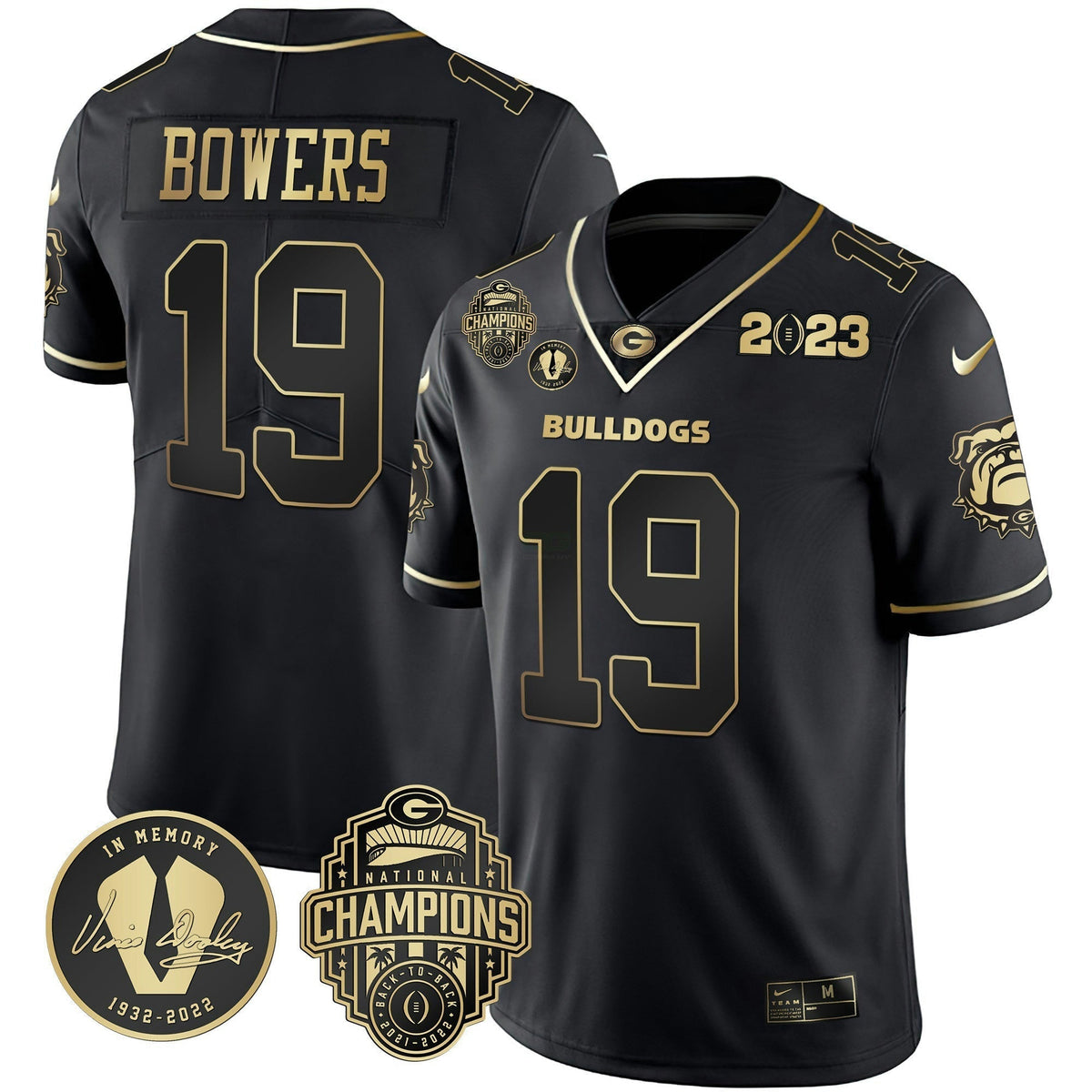 NCAA 2023 Champions & Vince Dooley Patch Gold Jersey
