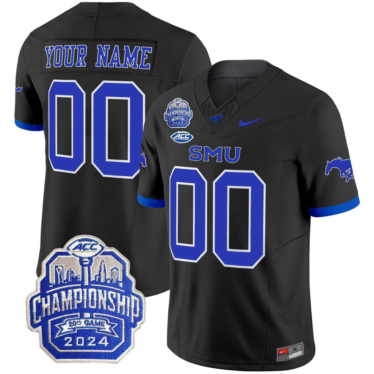 NCAA SMU Mustangs 2024 ACC Championship Patch Vapor Limited Jersey - Custom