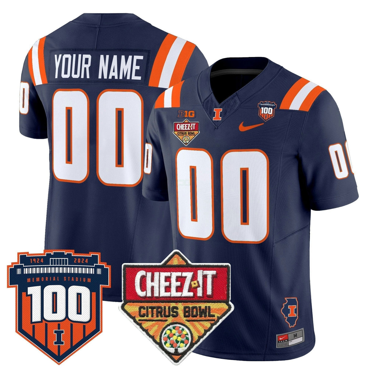 NCAA Illinois Fighting Illini 2025 Cheez-It Citrus Bowl Patch Vapor Limited Jersey - Custom
