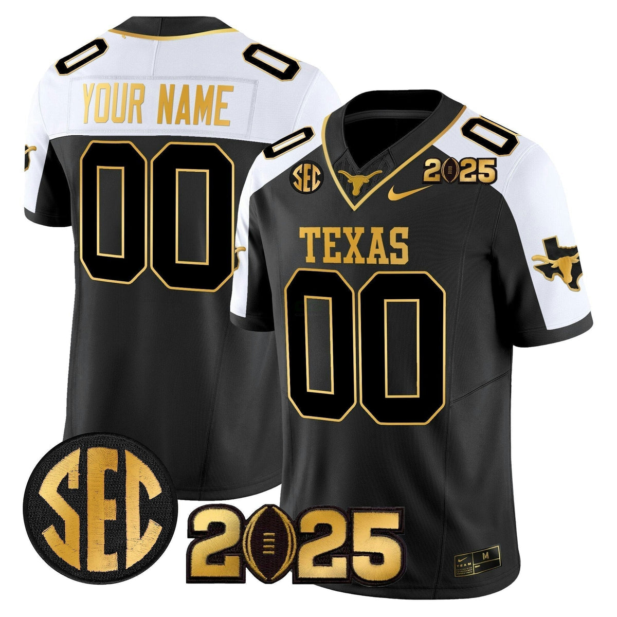 NCAA 2025 College Football Playoff Final Gold Patch Vapor Limited Jersey - Custom