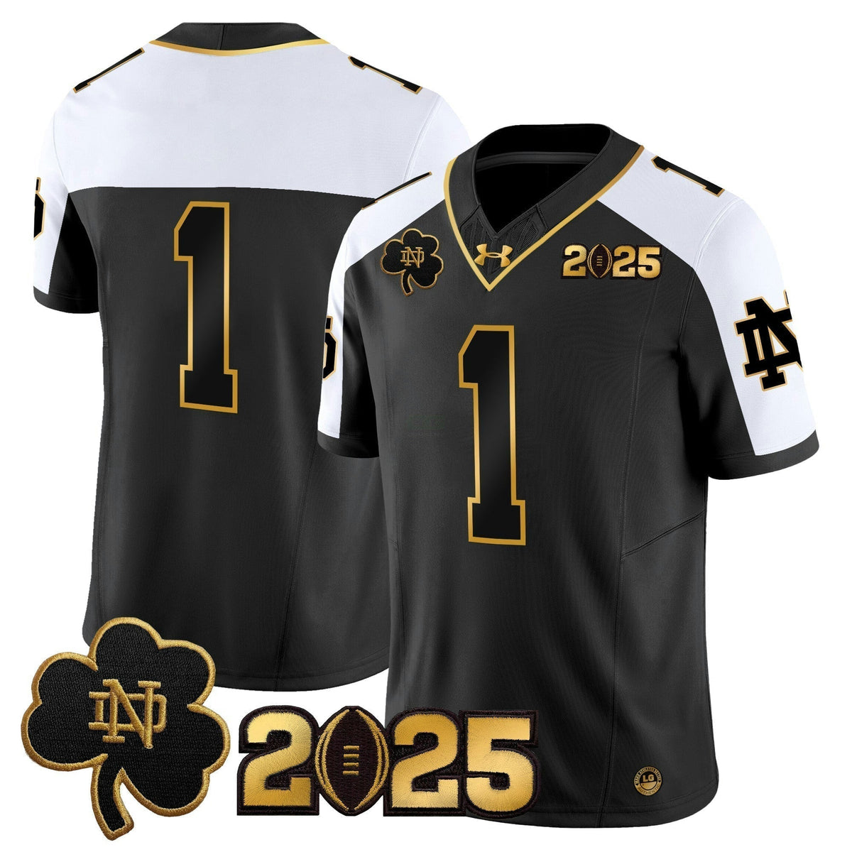NCAA 2025 College Football Playoff Final Patch Gold Vapor Limited Jersey