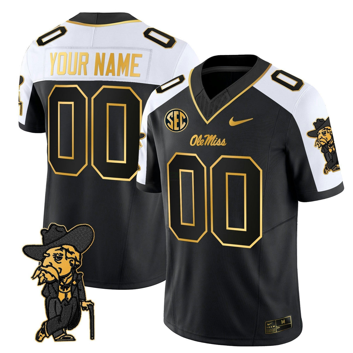 NCAA Ole Miss Rebels 2025 Gold Vapor Limited Jersey - Custom