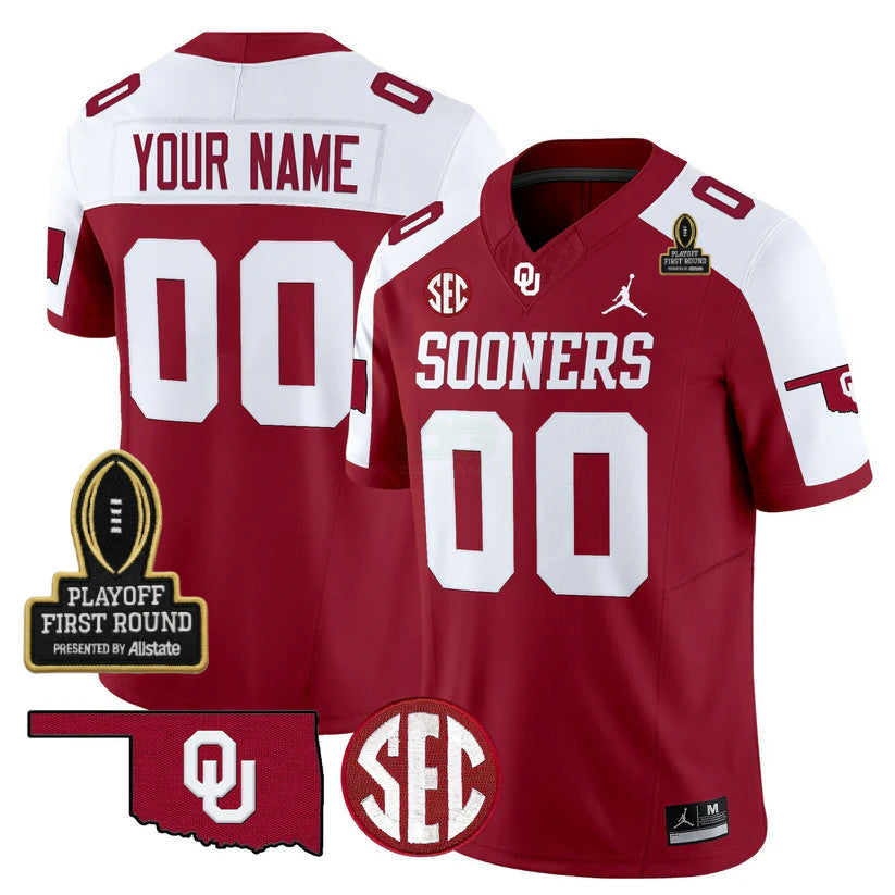 NCAA Oklahoma Sooners Custom 2025 Playoff First Round Patch Jersey