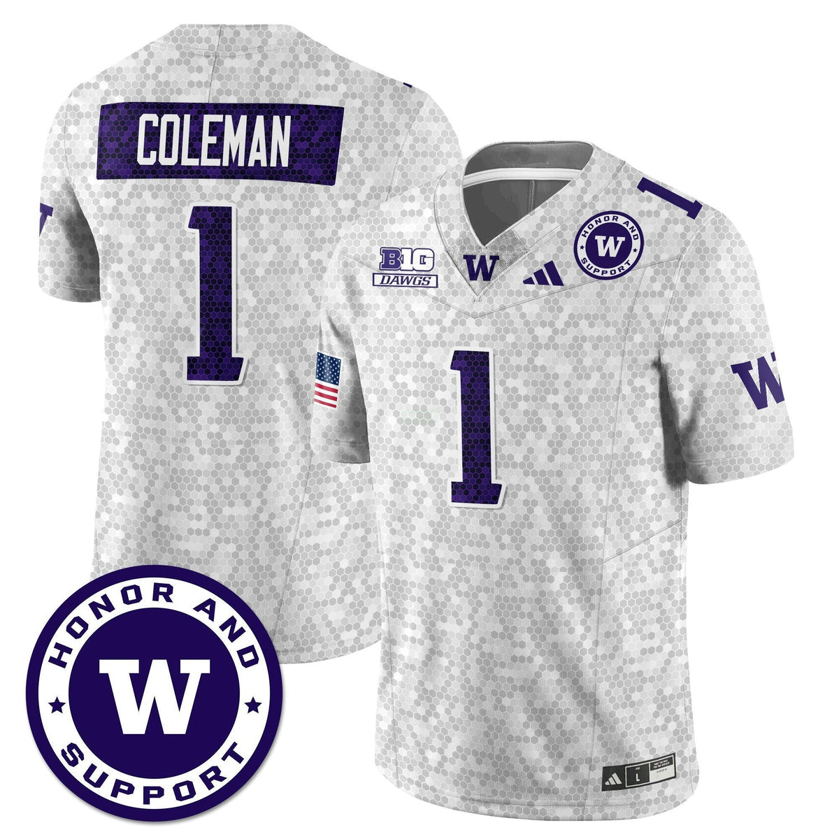 Jersey NCAA Washington Huskies Football Honor and Support Uniform