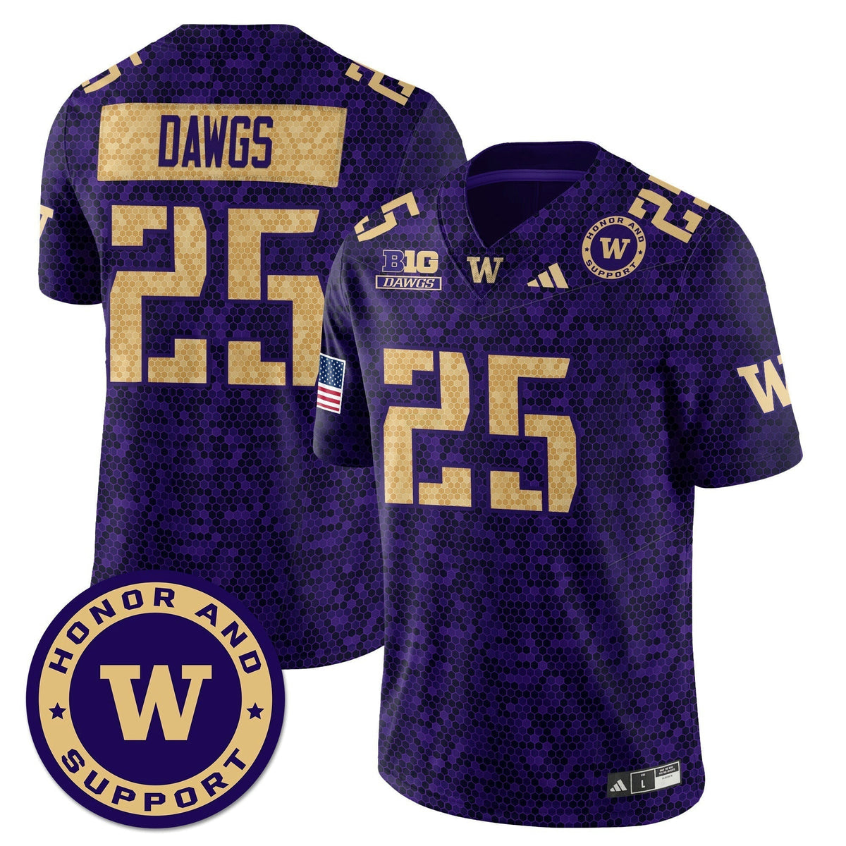 Jersey NCAA Washington Huskies Football Honor and Support Uniform