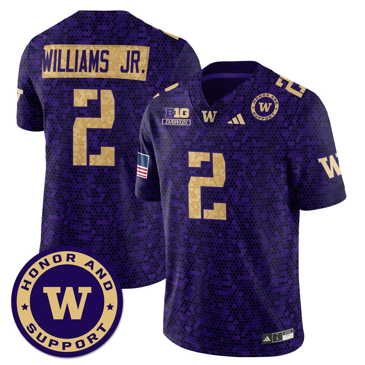 Jersey NCAA Washington Huskies Football Honor and Support Uniform