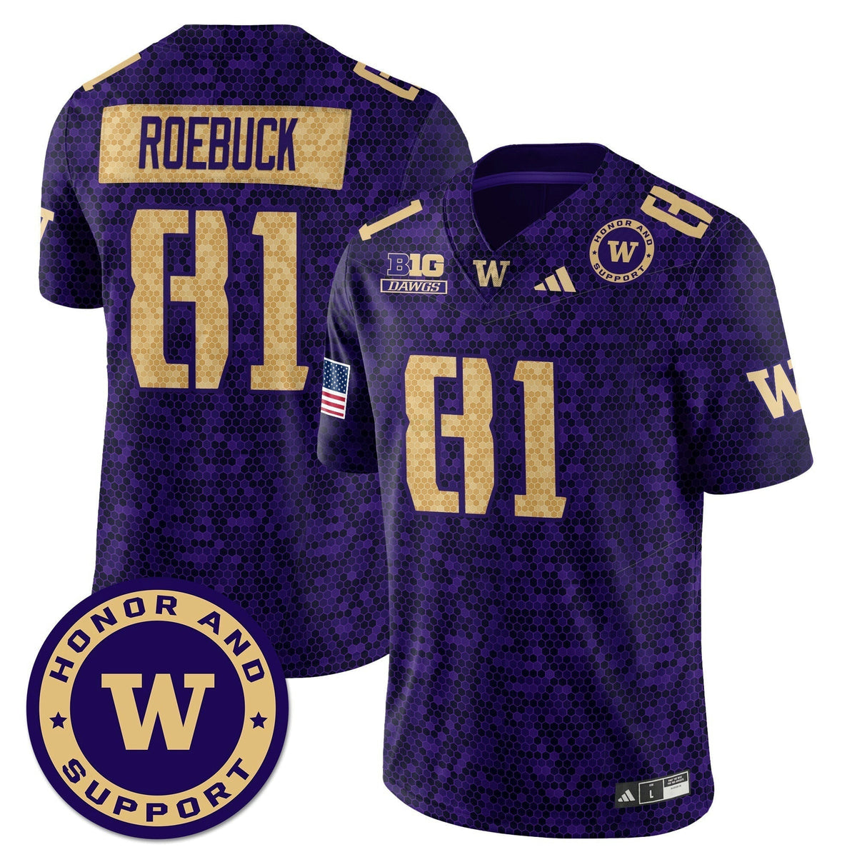 Jersey NCAA Washington Huskies Football Honor and Support Uniform