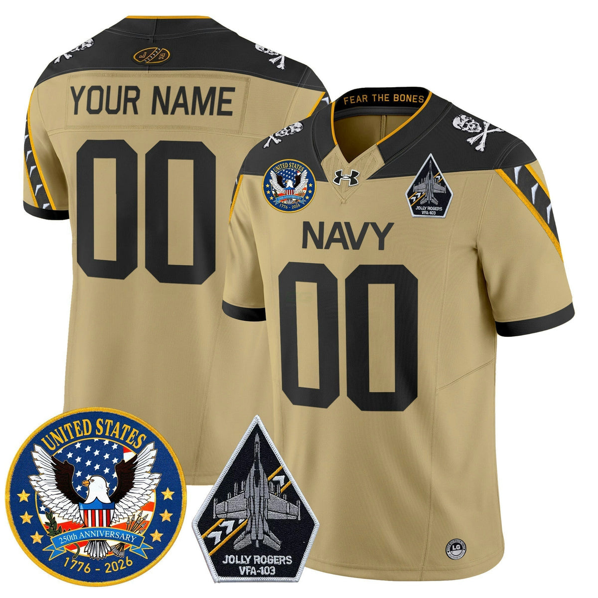 NCAA "United States 250th Anniversary Patch" Vapor Limited Jersey - Jolly Rogers Edition - Custom