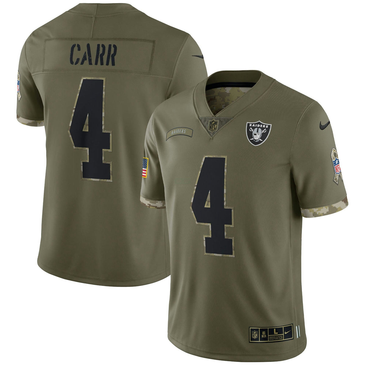 Jersey NFL Las Vegas Raiders 2022 Salute To Service Retired Player Limited – Olive