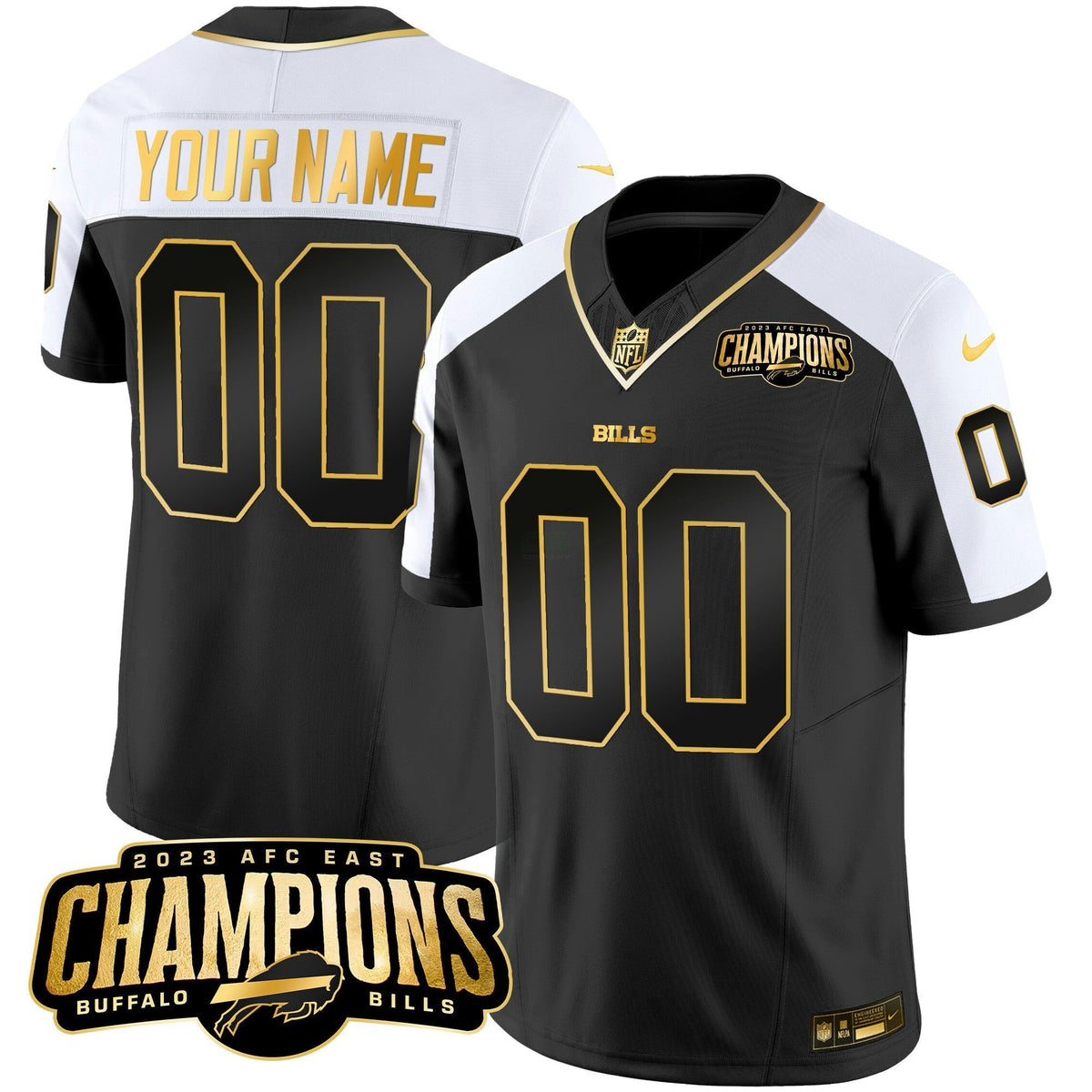 NFL 2023 AFC East Champions Patch Gold Vapor Jersey