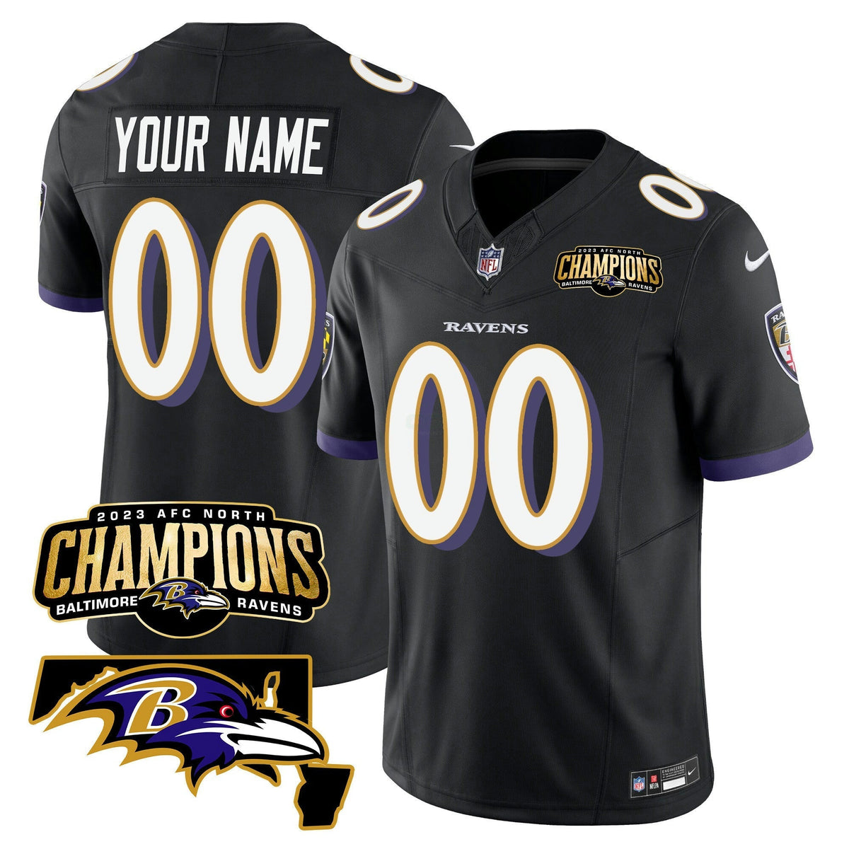 NFL 2023 AFC North Champions & Maryland Patch Vapor Jersey