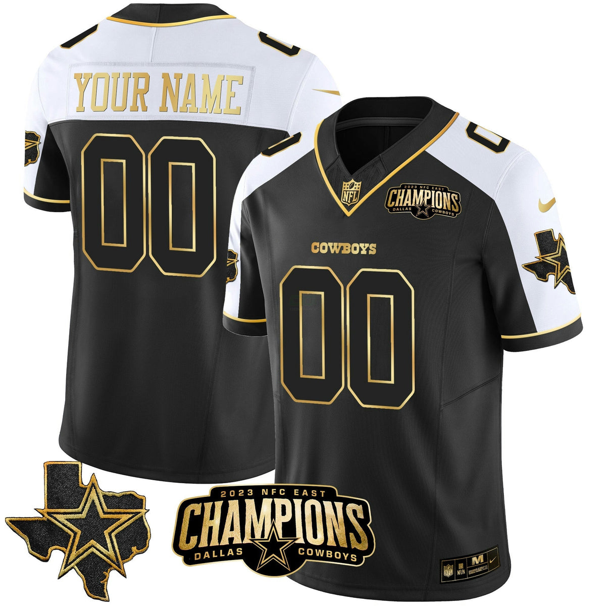 NFL 2023 NFC East Champions Patch Gold Vapor Jersey