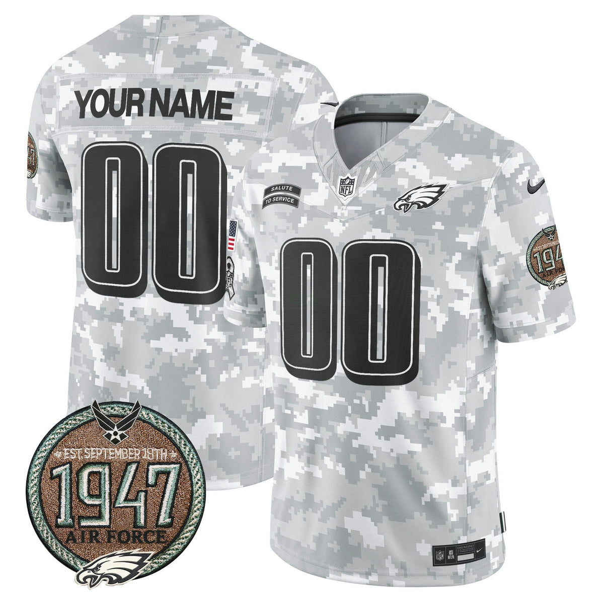 NFL Philadelphia Eagles 2024 Salute to Service Establishment Year Patch Vapor Limited Jersey