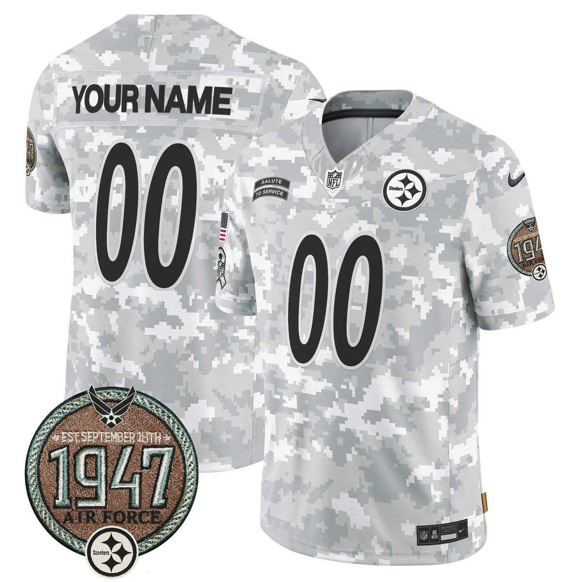 NFL Pittsburgh Steelers 2024 Salute to Service Establishment Year Patch Vapor Limited Jersey