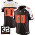 NFL #32 Jim Brown Memorial Patch Gold Trim Jersey