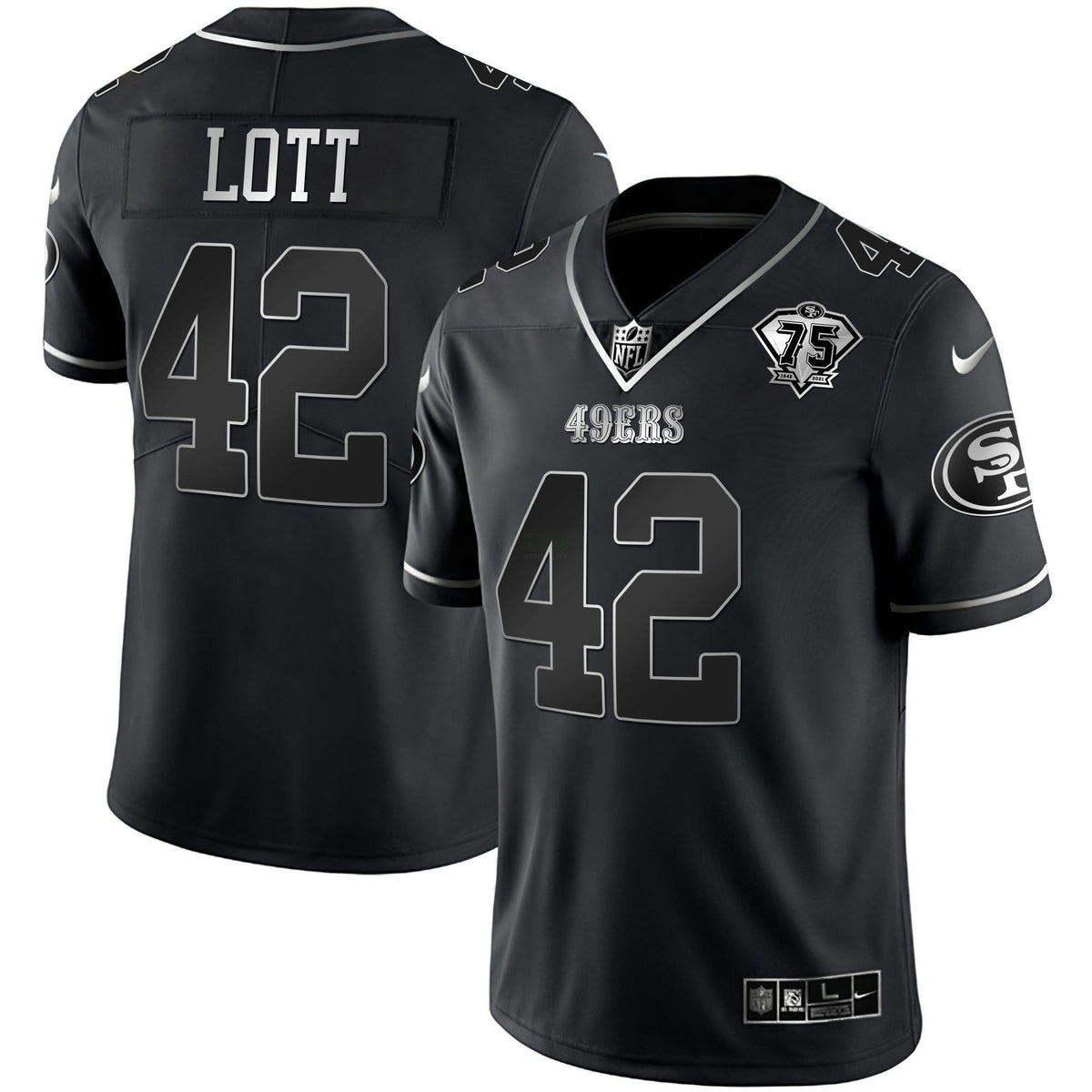 Jersey NFL 75th Anniversary Patch Black Silver Limited