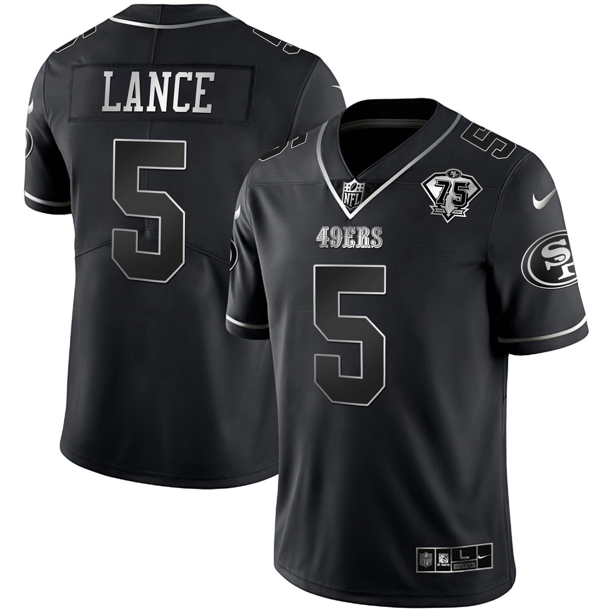 Jersey NFL 75th Anniversary Patch Black Silver Limited