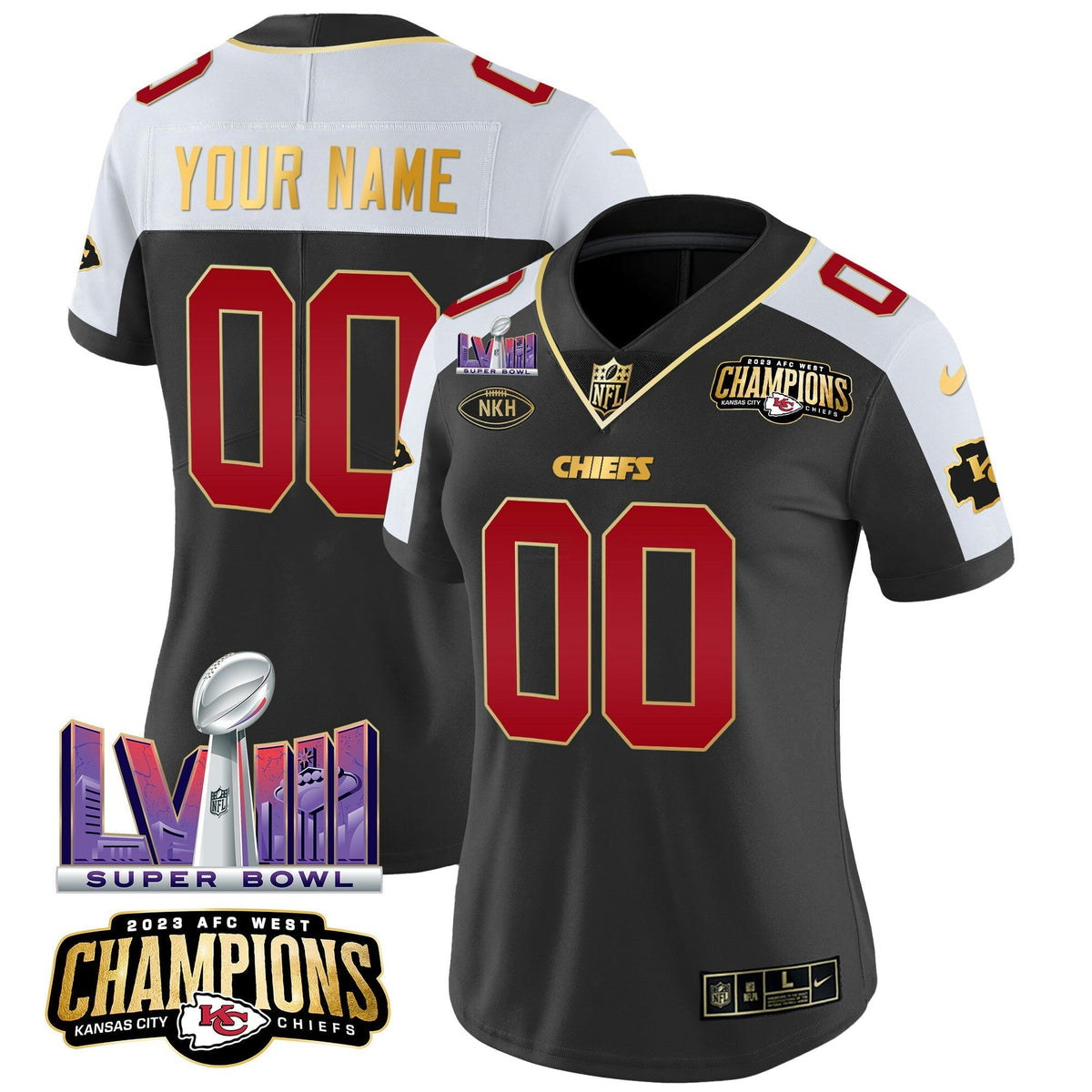 NFL AFC West Champions & Super Bowl LVIII Patch Vapor Jersey
