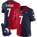 NFL C.J. Stroud Houston Split Red Navy Blue Hand Sign Patch Jersey