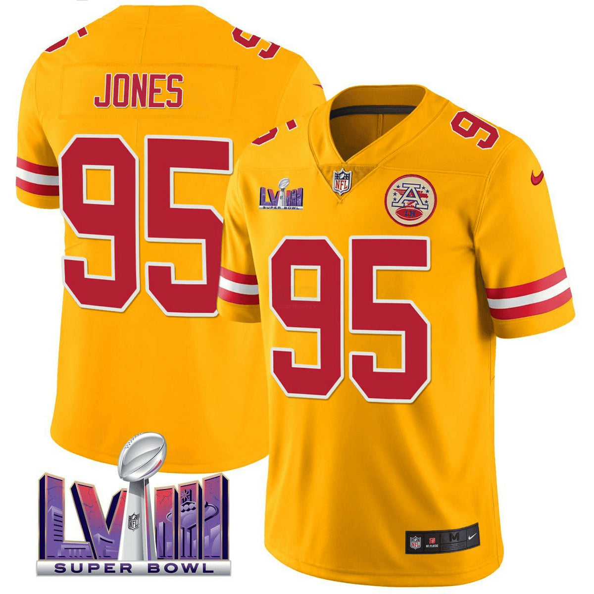 NFL Chris Jones Kansas City Super Bowl LVIII Patch Yellow Jersey - Chris Jones