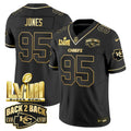 NFL Chris Jones Super Bowl LVIII & Back 2 Back Gold Patch Black Gold Vapor Jersey V2 - Chris Jones