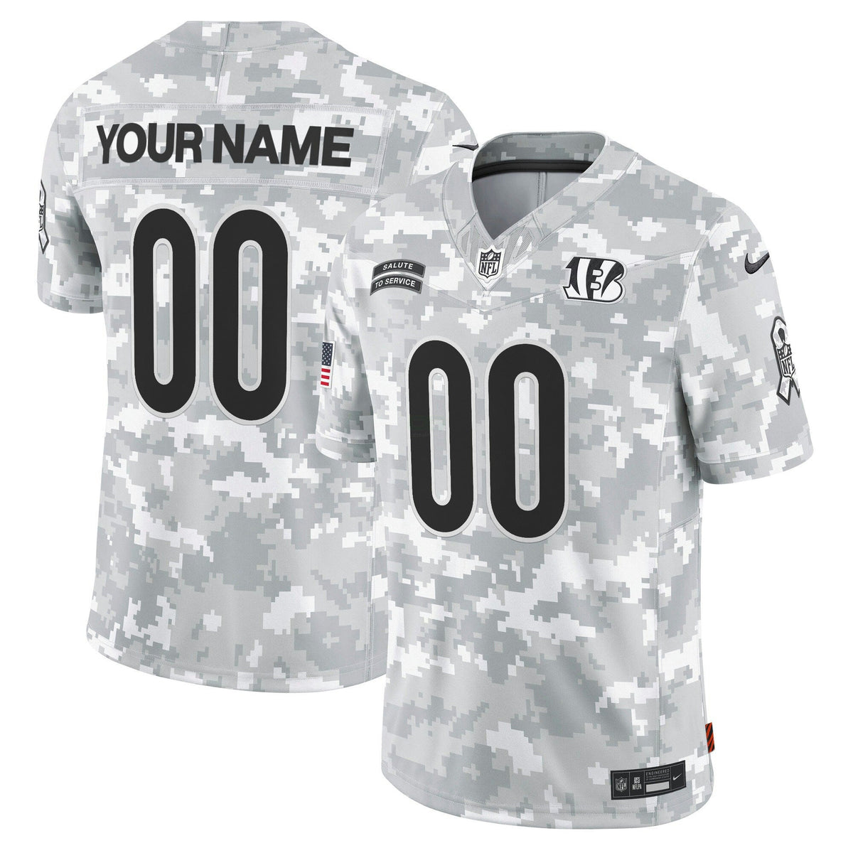 NFL Cincinnati 2024 Salute to Service Vapor Limited Jersey – Arctic Camo - Custom