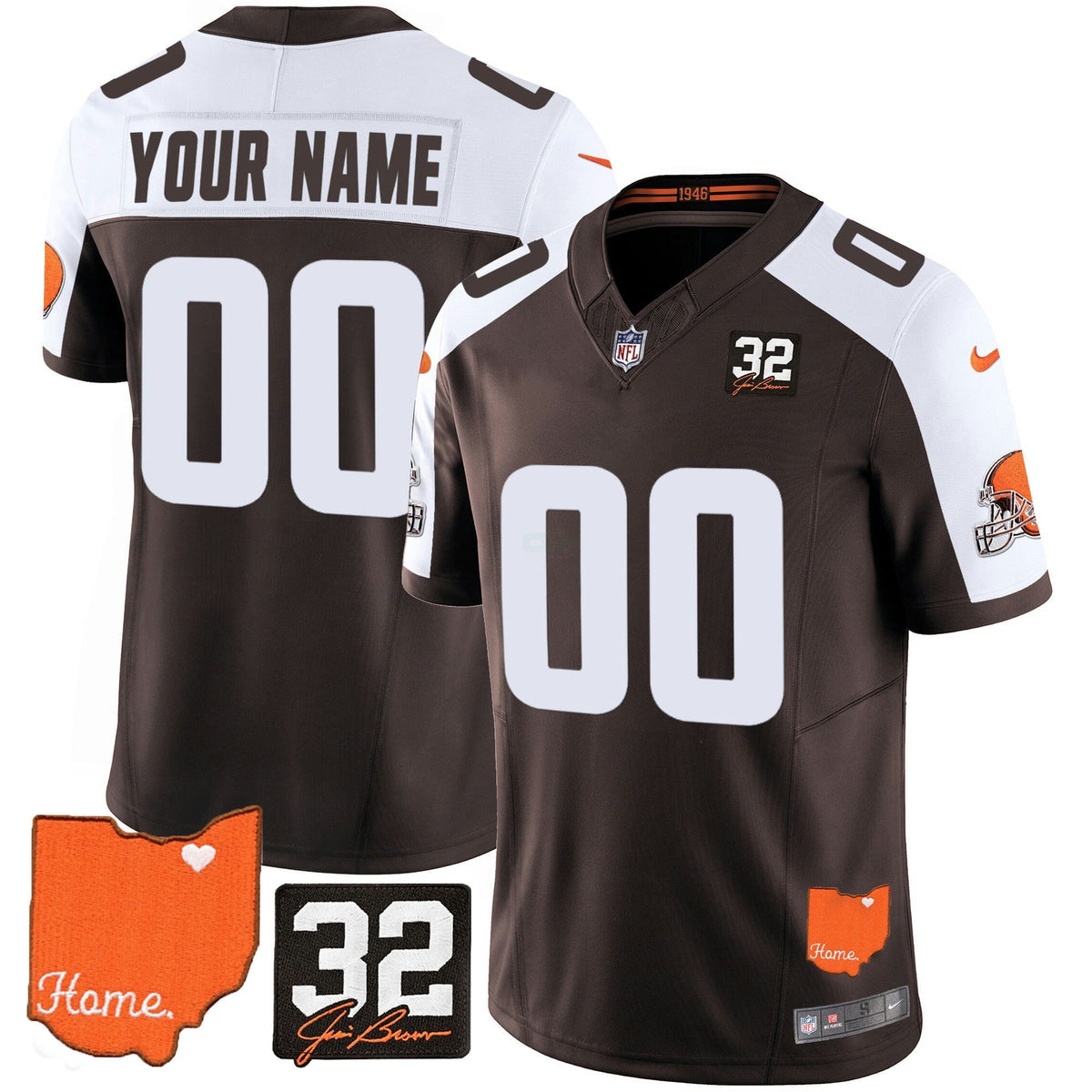 NFL Cleveland 2025 Jim Brown Memorial & Home Patch Vapor Limited Jersey