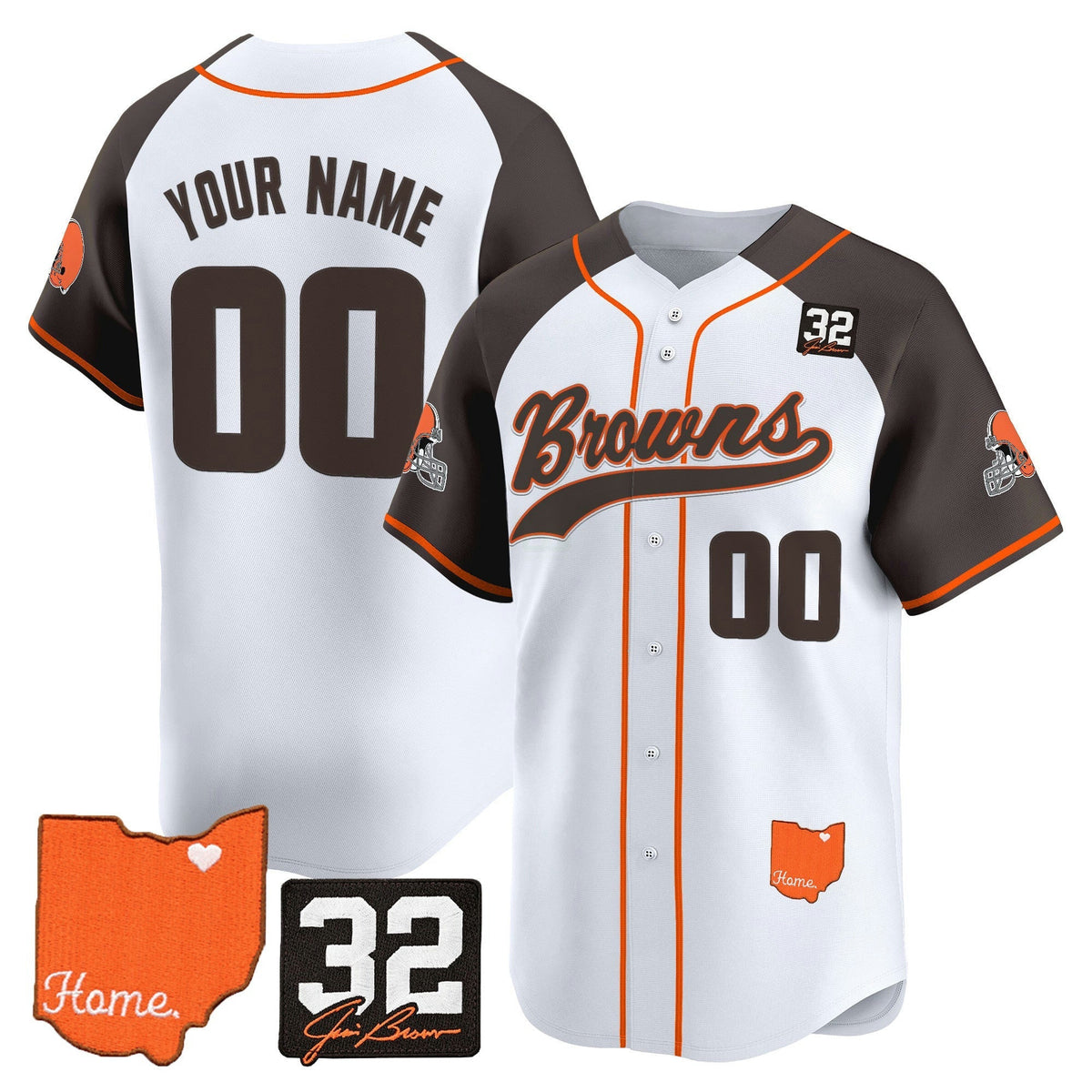 NFL Cleveland ‘#32 Jim Brown Memorial & Home Patch’ Vapor Jersey