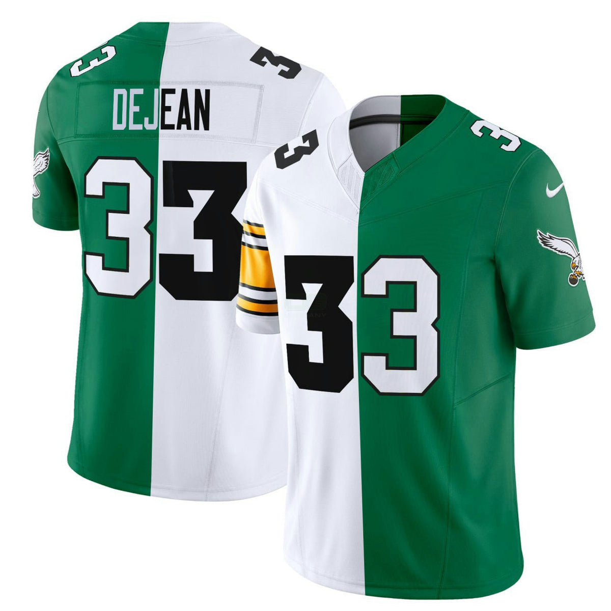 NFL Cooper DeJean #33 Philadelphia Mix Iowa Hawkeyes Split Jersey - DeJean
