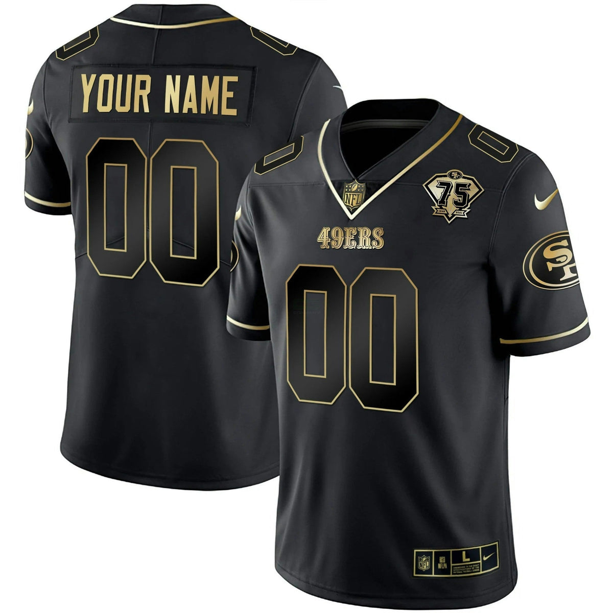 NFL Custom Black Gold Jersey - Black Gold