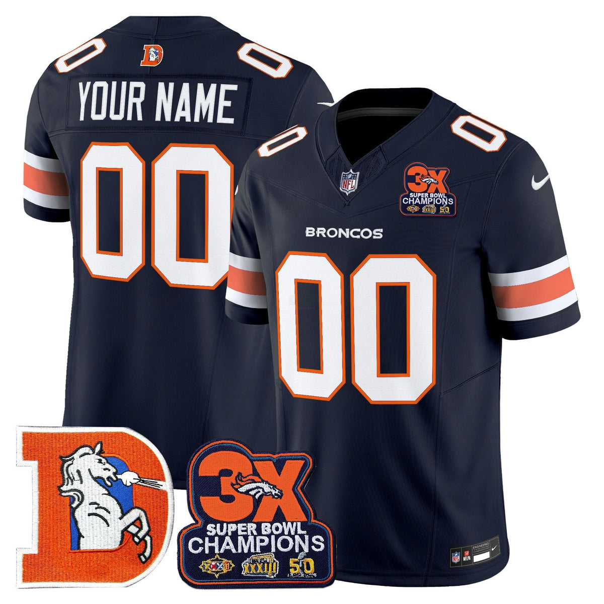 NFL Denver Throwback Vapor Limited Jersey – 3-Time Champions Patch