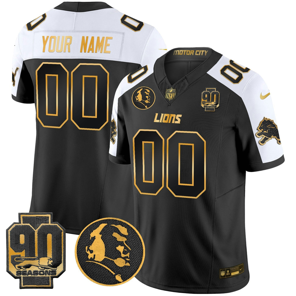 NFL Detroit 2024 90th & John Madden Patch Gold Vapor Limited Jersey V2