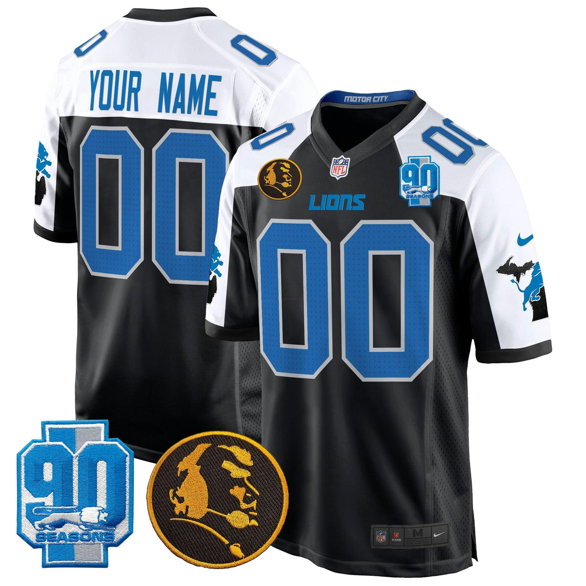 NFL Detroit 2024 90th & John Madden Patch Game Jersey
