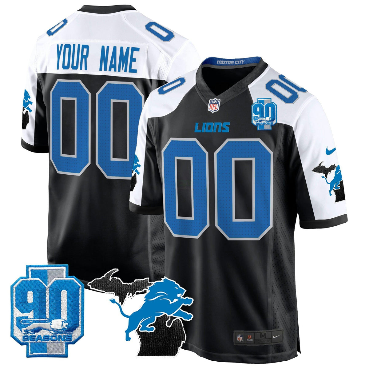 NFL Detroit 2024 Michigan & 90th Year Patch Game Jersey