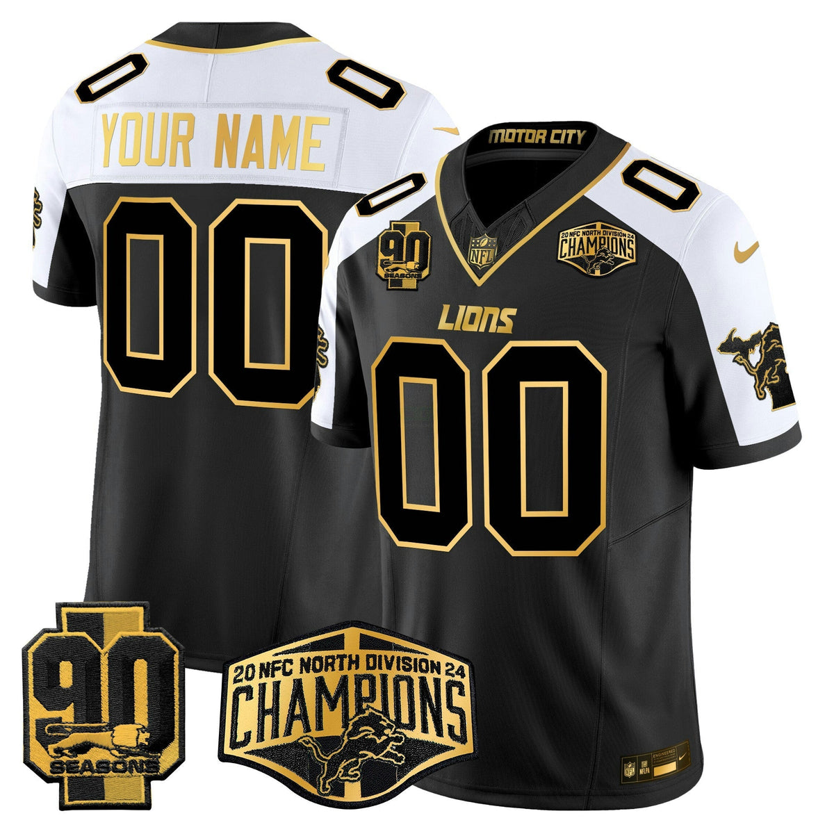 NFL Detroit 2024 NFC North Division Champions Patch Gold Vapor Limited Jersey