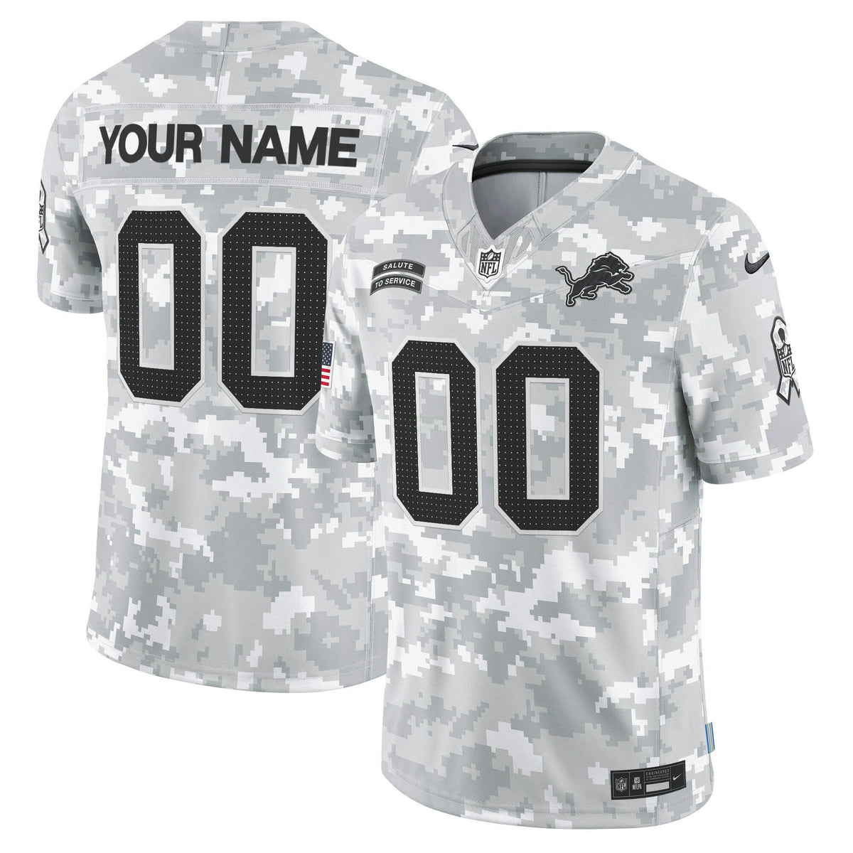 NFL Detroit 2024 Salute to Service Vapor Limited Jersey – Arctic Camo - Custom