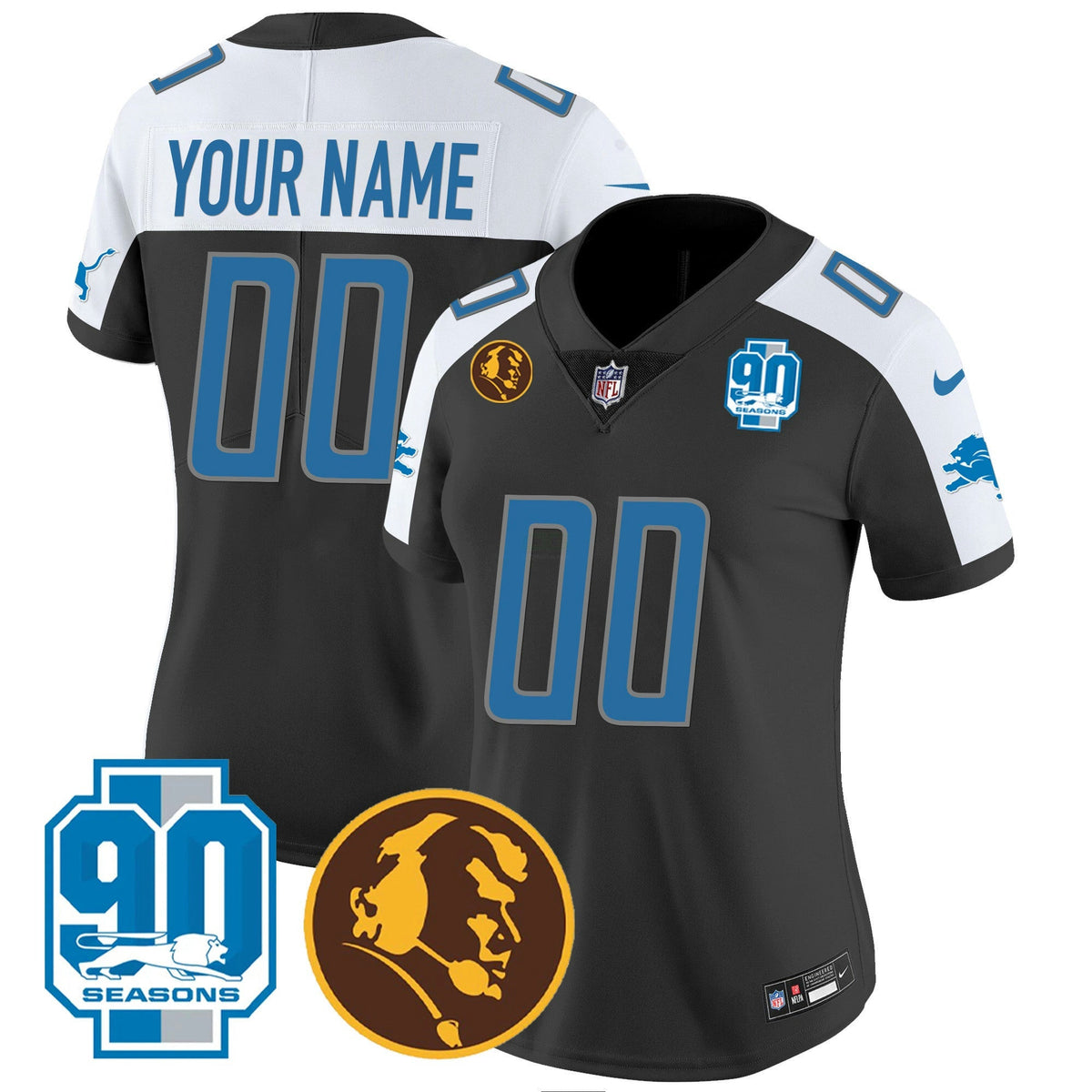 NFL Detroit 90th & John Madden Patch Jersey