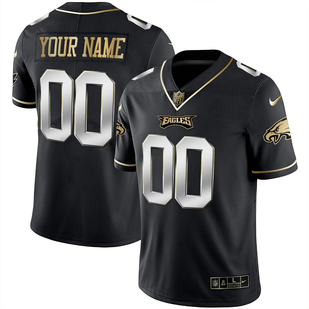 Jersey NFL Gold & Split Custom Name and Number