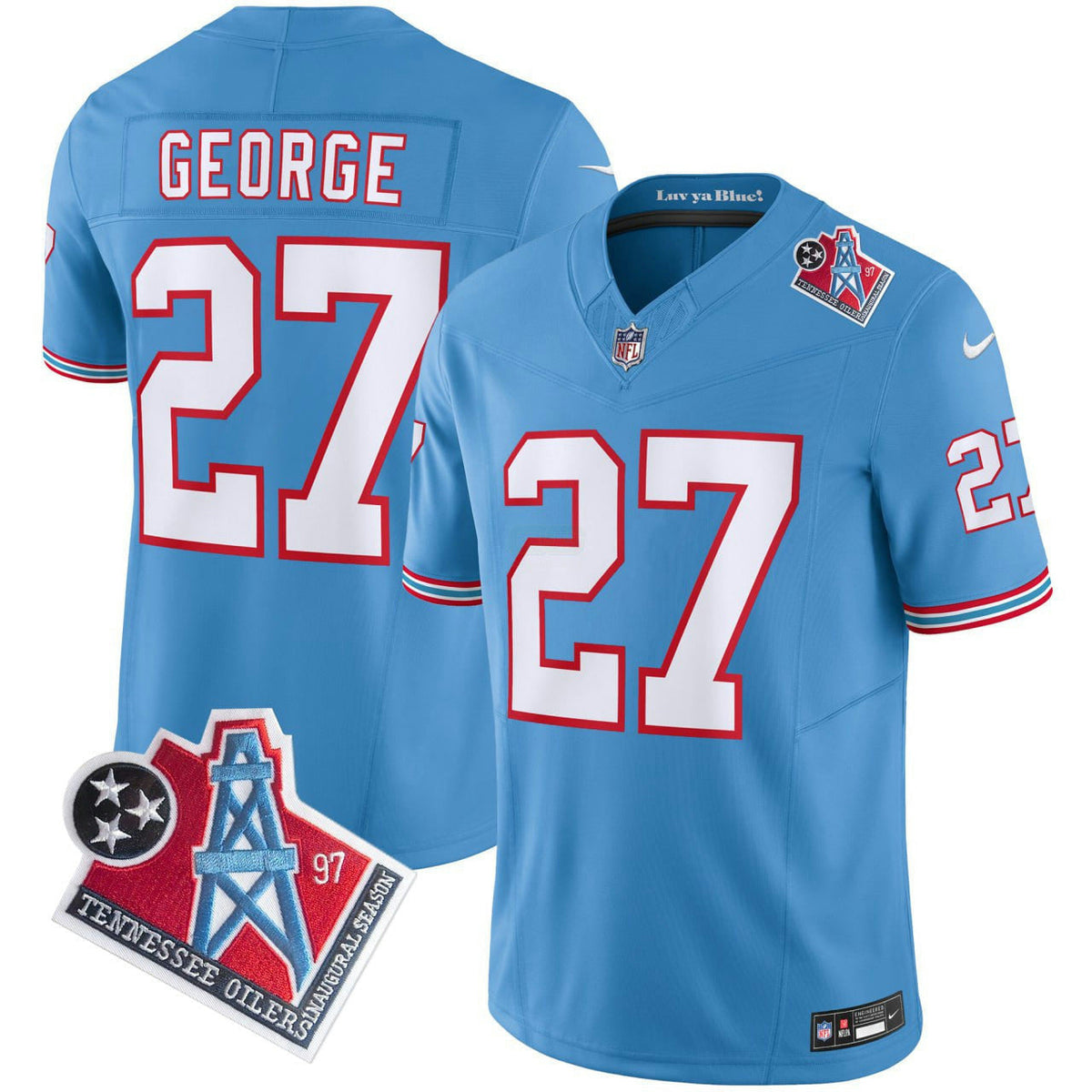 NFL Eddie George Tennessee Light Blue Jersey - Light Blue
