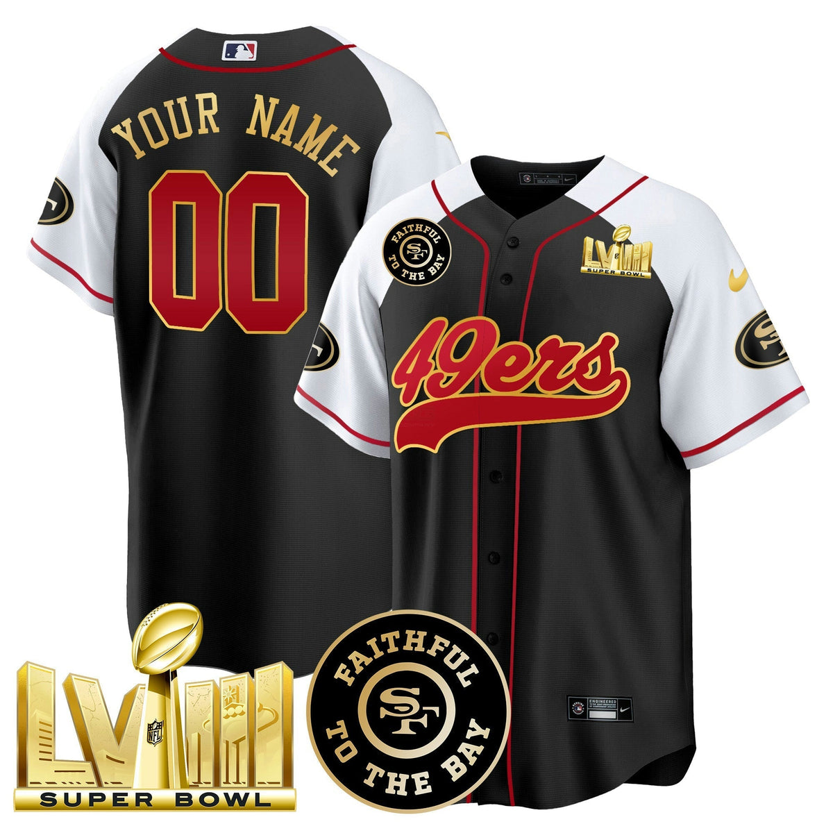 NFL Faithful & Super Bowl LVIII Gold Patch Jersey
