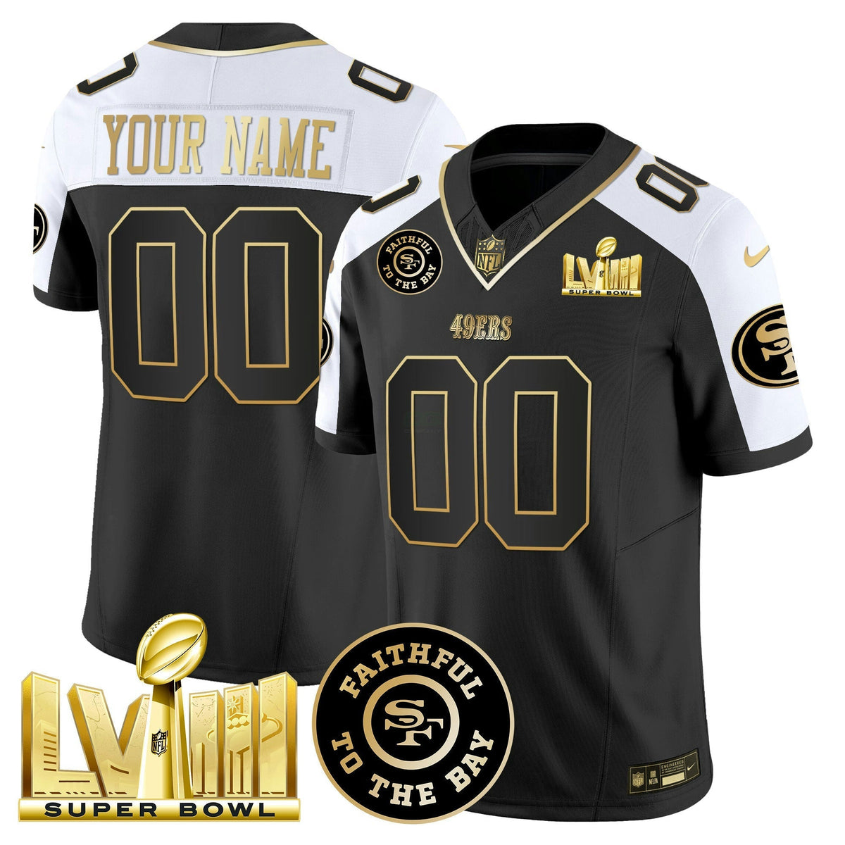 NFL Faithful & Super Bowl LVIII Gold Patch Vapor Jersey V2