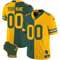 NFL Green Bay Custom Split Jersey - Green Yellow