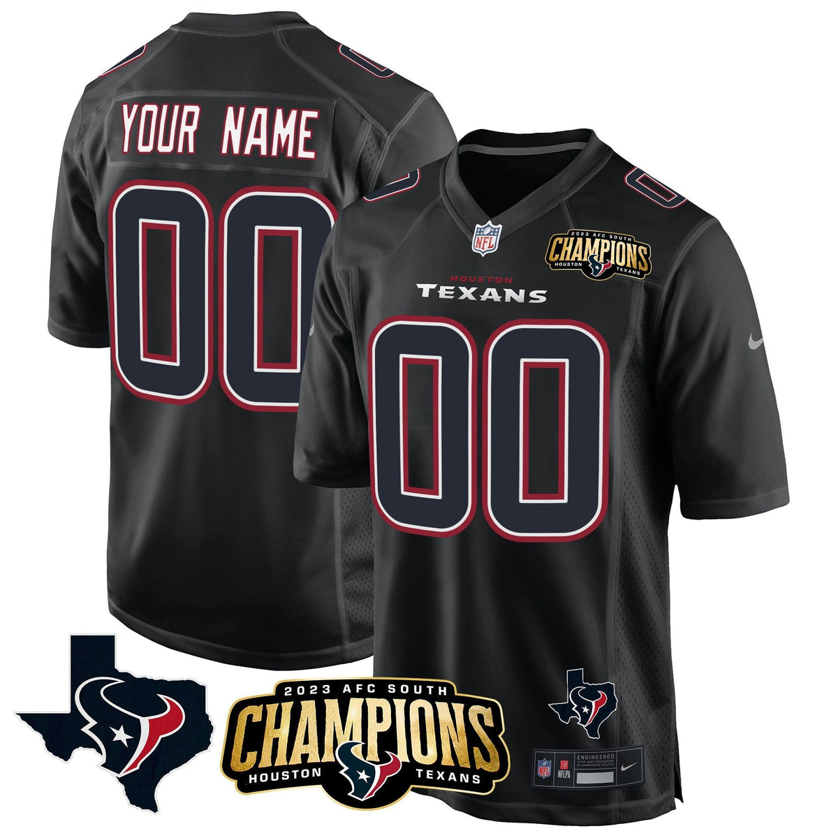 NFL Houston 2023 AFC South Champions Patch Game Jersey