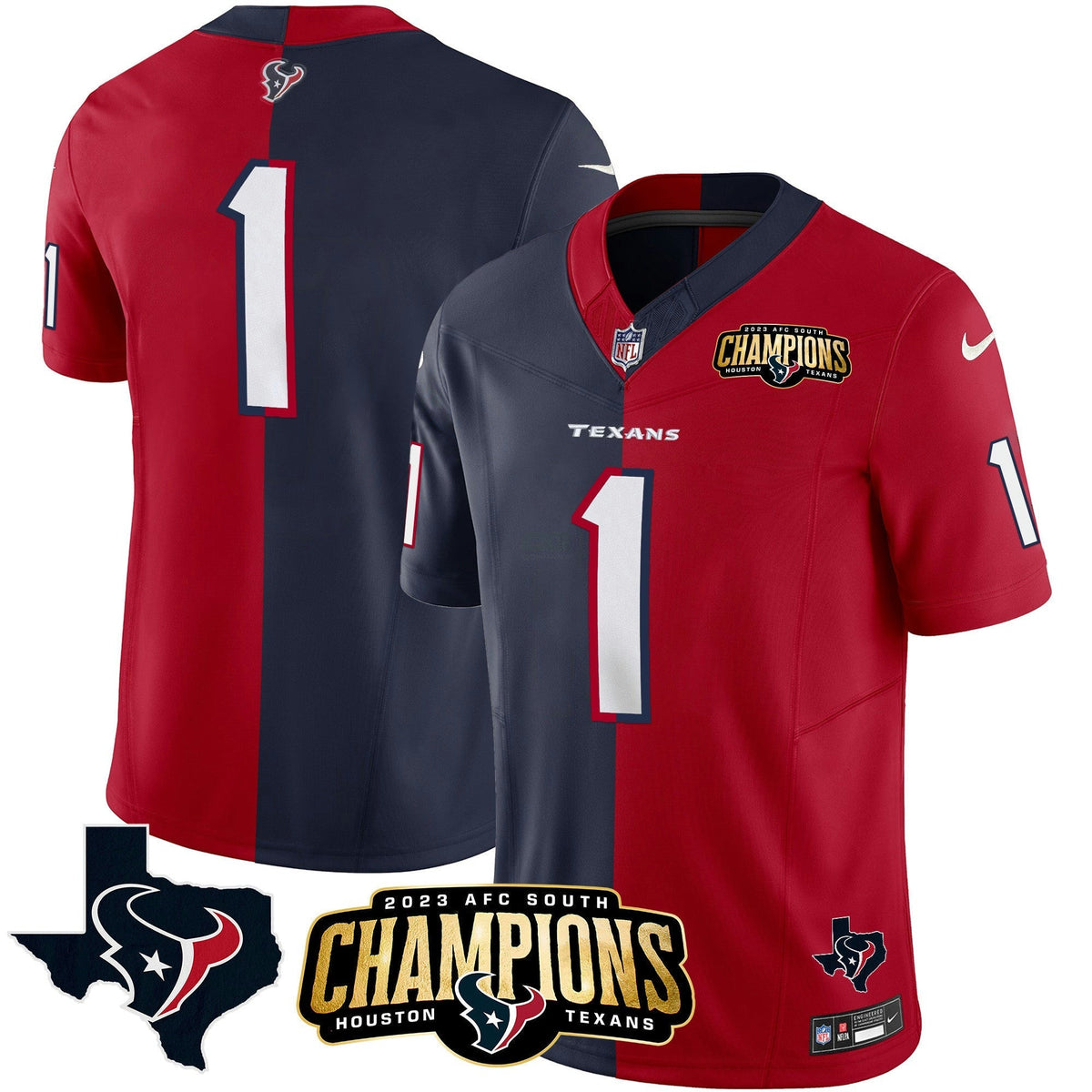 NFL Houston 2023 AFC South Champions Patch Split Vapor Jersey