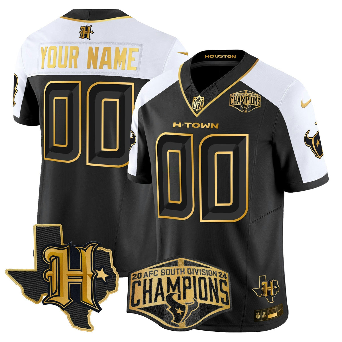 NFL Houston 2024 AFC South Division Champions Patch Gold Vapor Limited Jersey