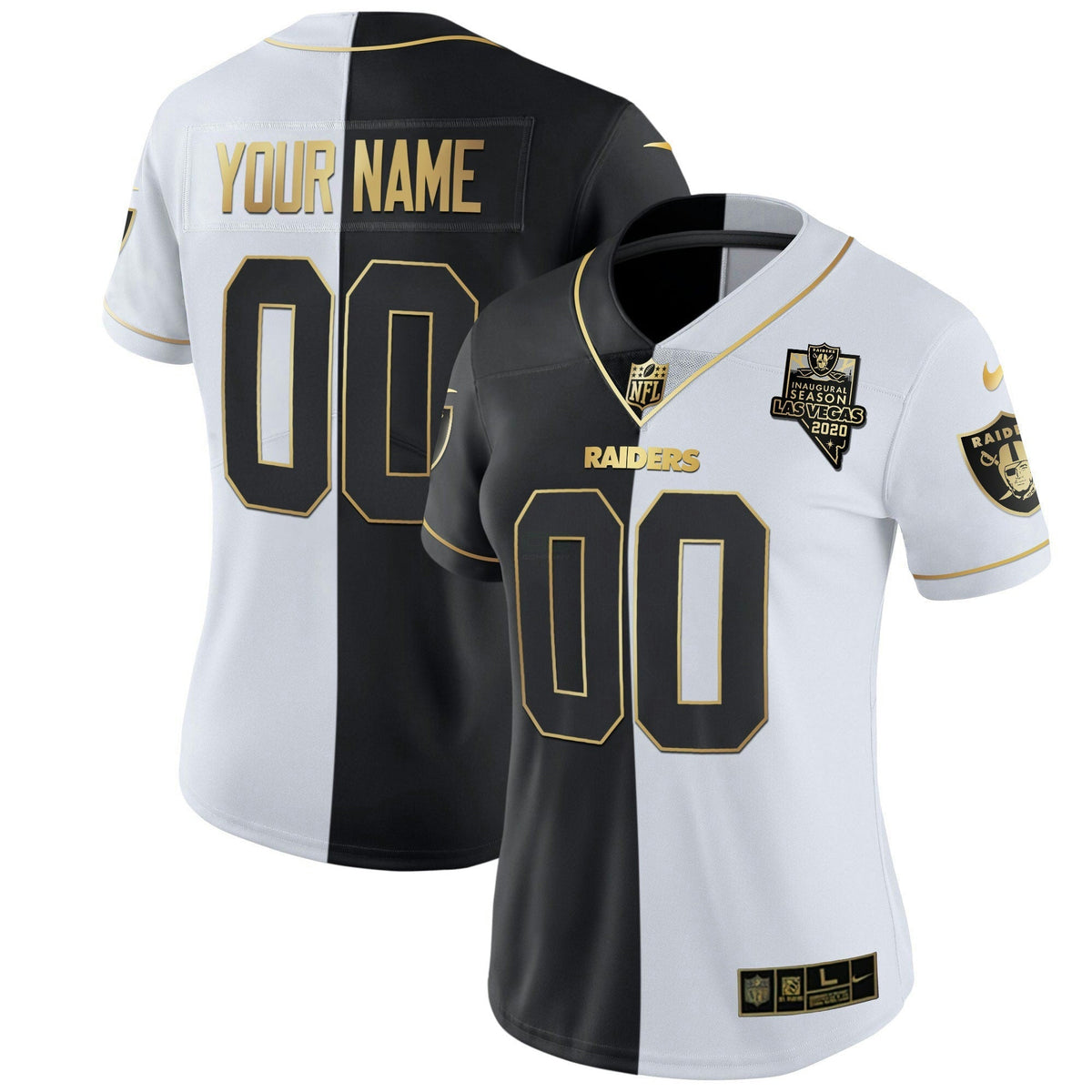 Jersey NFL Inaugural Season Patch Gold & Split Custom Name and Number