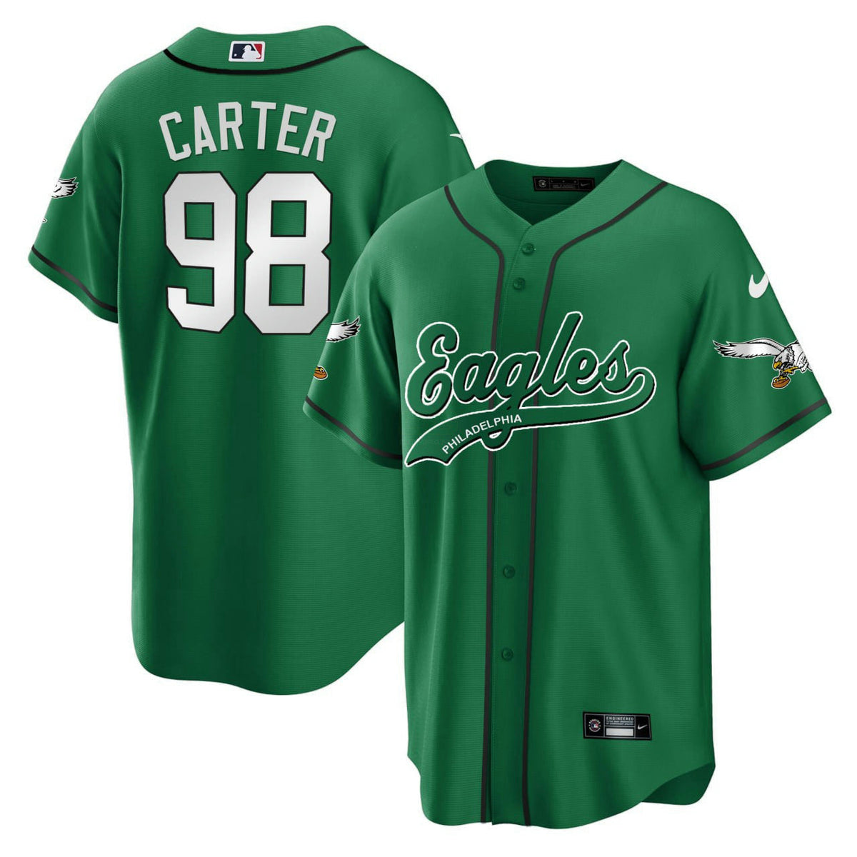 NFL JAYLEN CARTER EAGLES KELLY Green Jersey – ALL STITCHED - Kelly Green