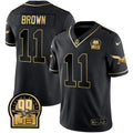 NFL Jerome Brown Retired Patch Black Gold & Kelly Jersey