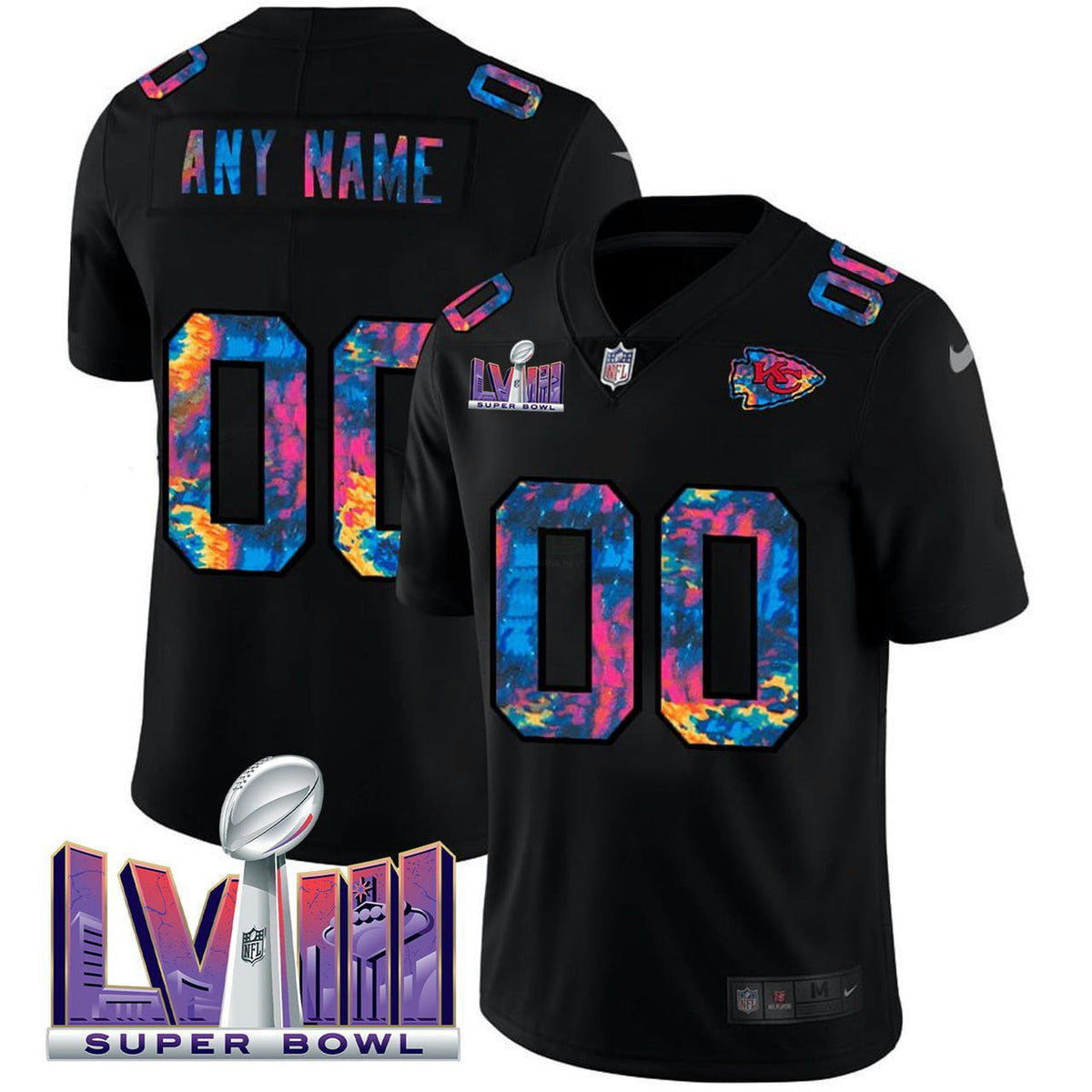 NFL Kansas City Super Bowl LVIII Patch 2020 Black Crucial Catch Jersey - Black
