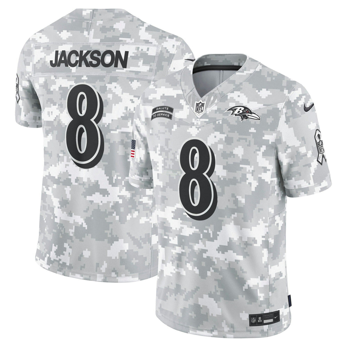 NFL Lamar Jackson Baltimore 2024 Salute to Service Vapor Limited Jersey – Arctic Camo - Arctic Camo